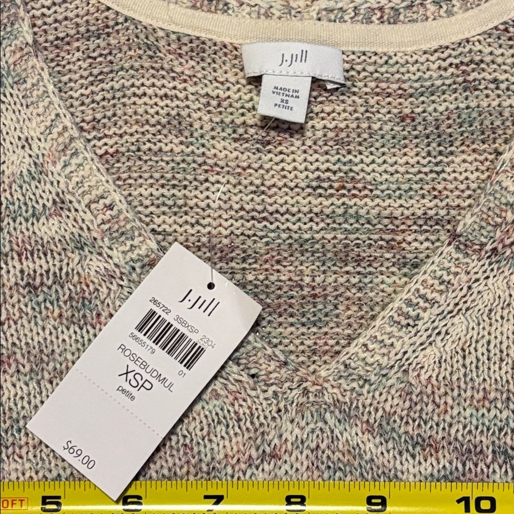 NWT J. Jill Linen V-Neck Sweater Vest - Size XS - Beige Natural Fiber - Picture 4 of 4
